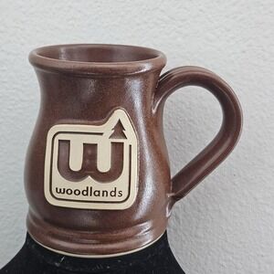 Wide bottom mug woodlands pottery made‎ in the USA brown coffee cup